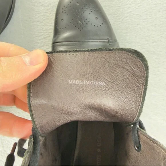John Varvatos Men's Size 9.5 US Black Leather Wingtip Ankle Boots Made in China